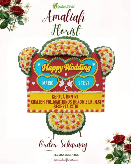 Papan Bunga Pernikahan Pradah Kalikendal